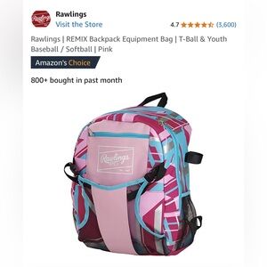 Rawlings PinK tball Backpack Bag